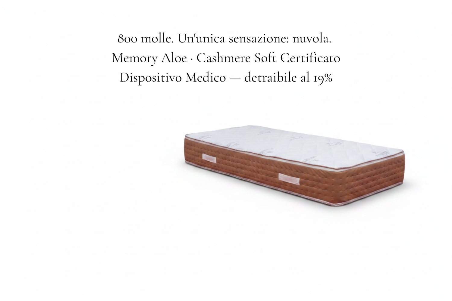 Materasso Singolo MORBIX – 800 molle insacchettate, Memory Aloe e Cashmere Soft. Certificato Dispositivo Medico detraibile al 19%