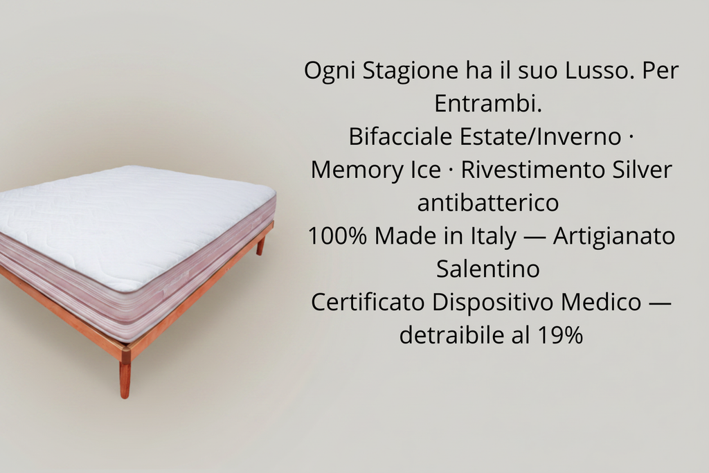 Materasso matrimoniale DORMEO bifacciale Estate/Inverno, Memory Ice, Made in Italy