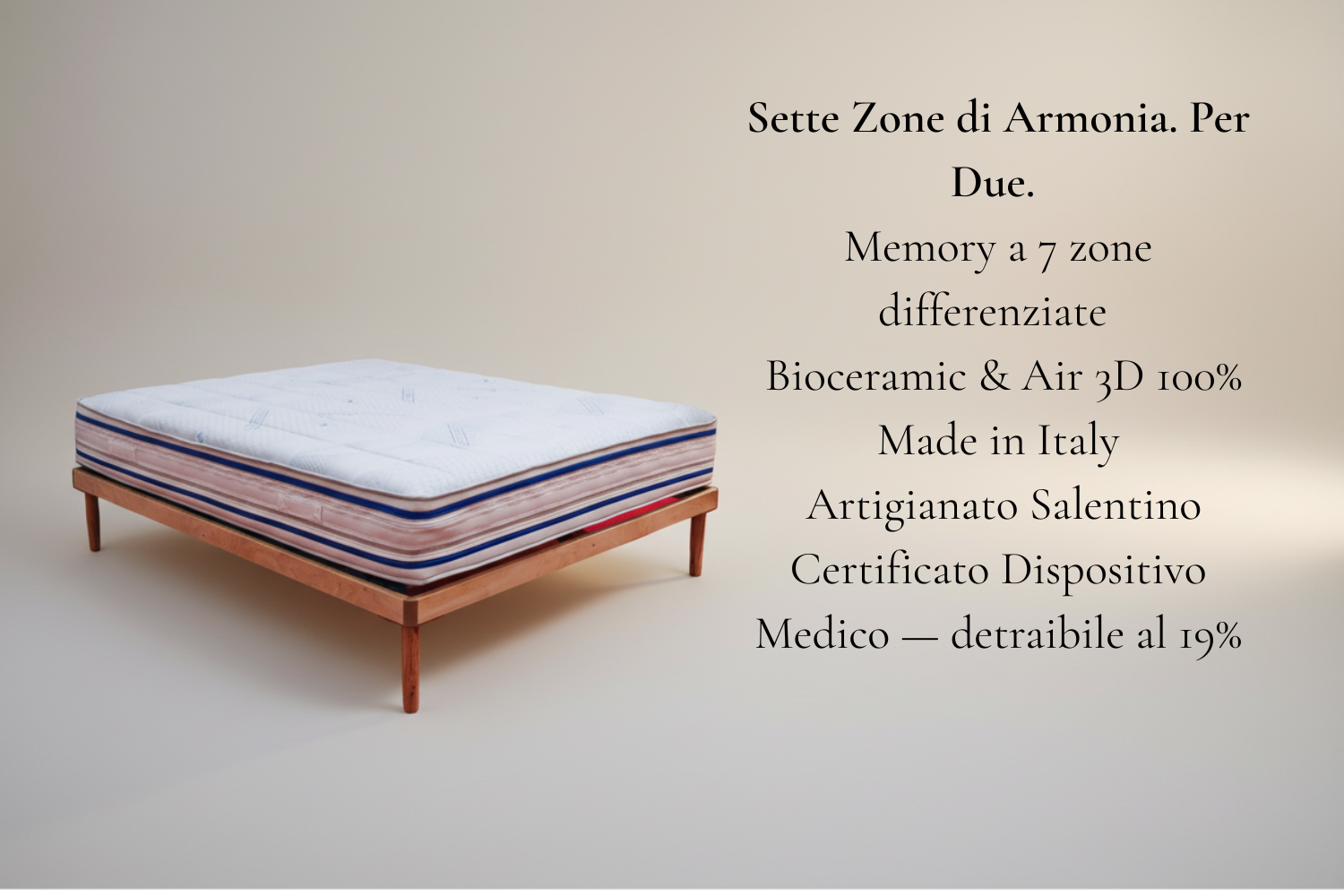 Materasso matrimoniale MOLLEXA – Memory 7 zone, Bioceramic Air 3D, Made in Italy