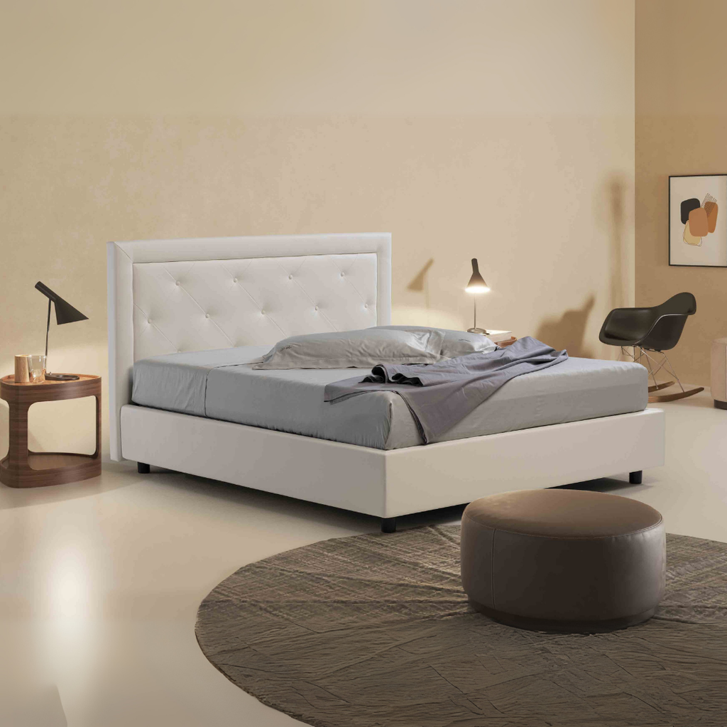 Letto contenitore Avalon - Immagine ambientale in stanza con luci calde e stile moderno