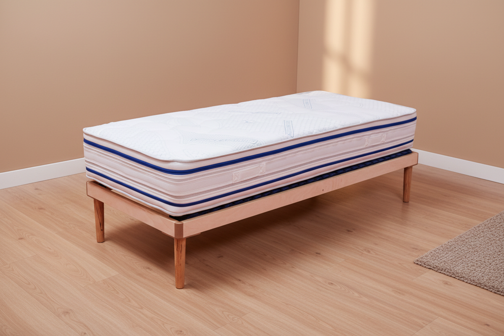 Materasso singolo MOLLEXA in ambiente elegante - Memory 7 zone e rivestimento Bioceramic Made in Italy