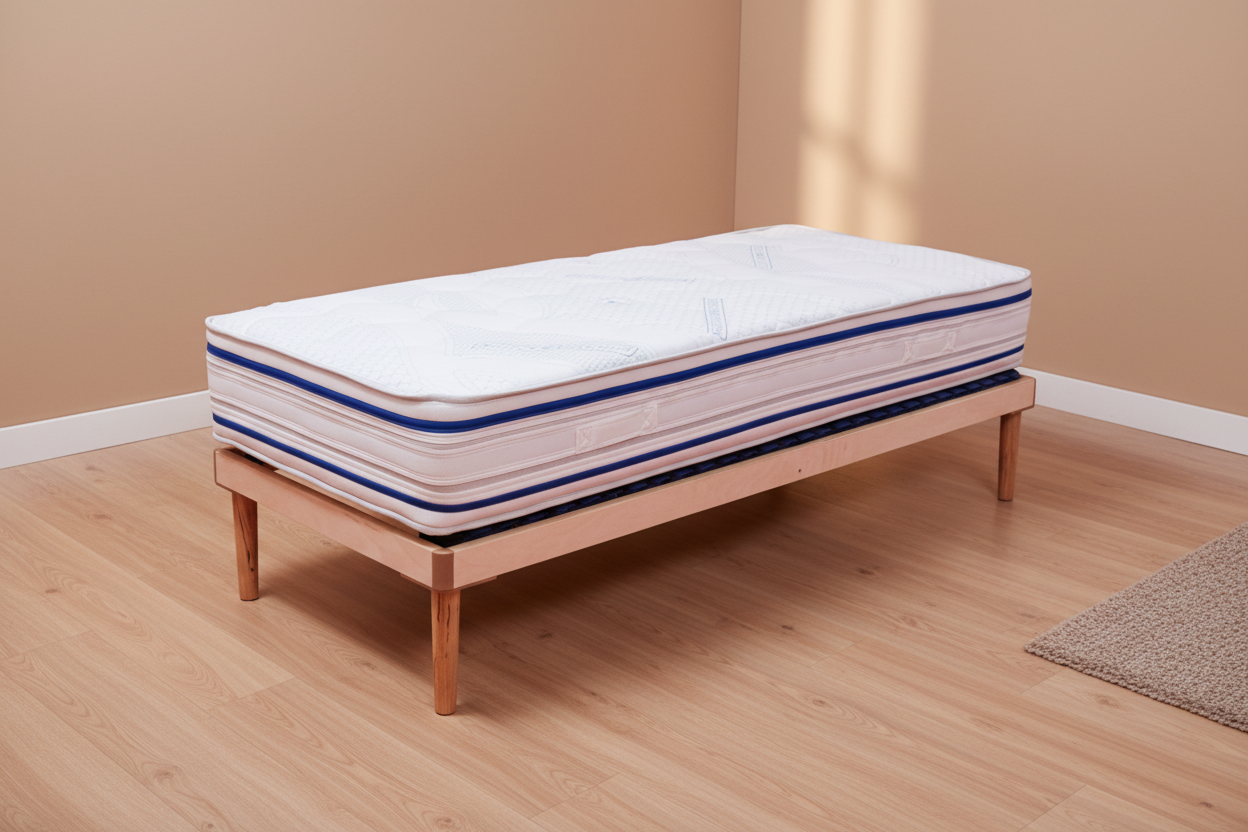 Materasso singolo MOLLEXA in ambiente elegante - Memory 7 zone e rivestimento Bioceramic Made in Italy