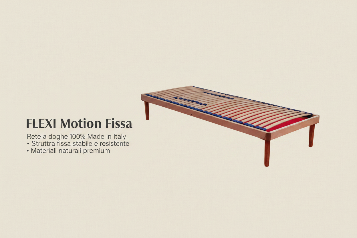 Rete FLEXI Motion Fissa - Rete a doghe Made in Italy struttura fissa e materiali naturali premium