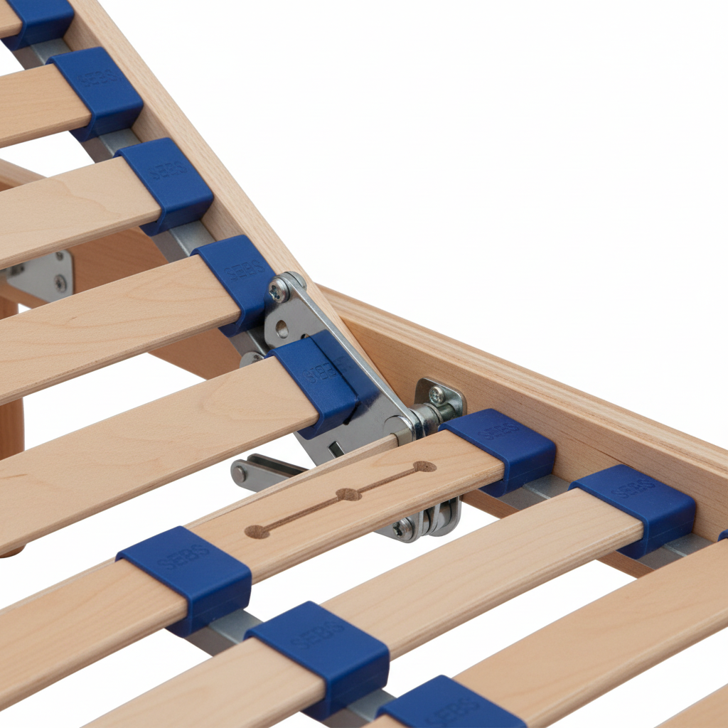 Dettaglio meccanismo manuale rete FLEXI MOTION - sistema di regolazione testa/piedi in acciaio cromato